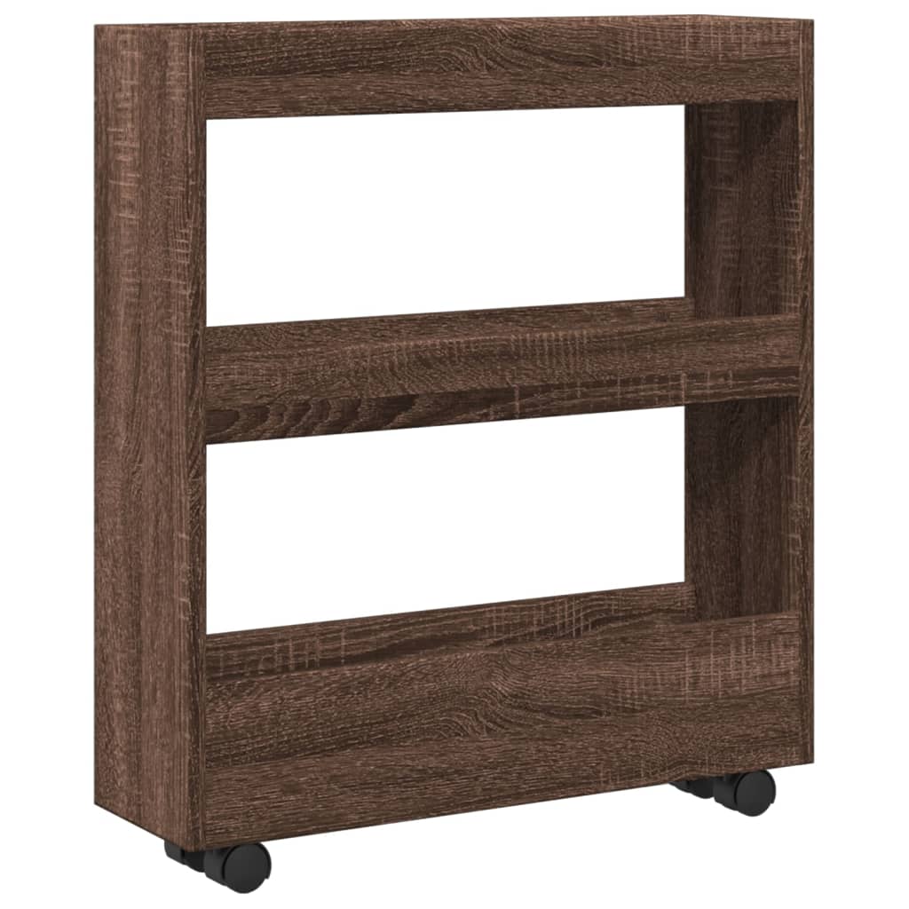 Carrello Stretto a 3 Livelli Rovere Marrone in Truciolato - homemem39