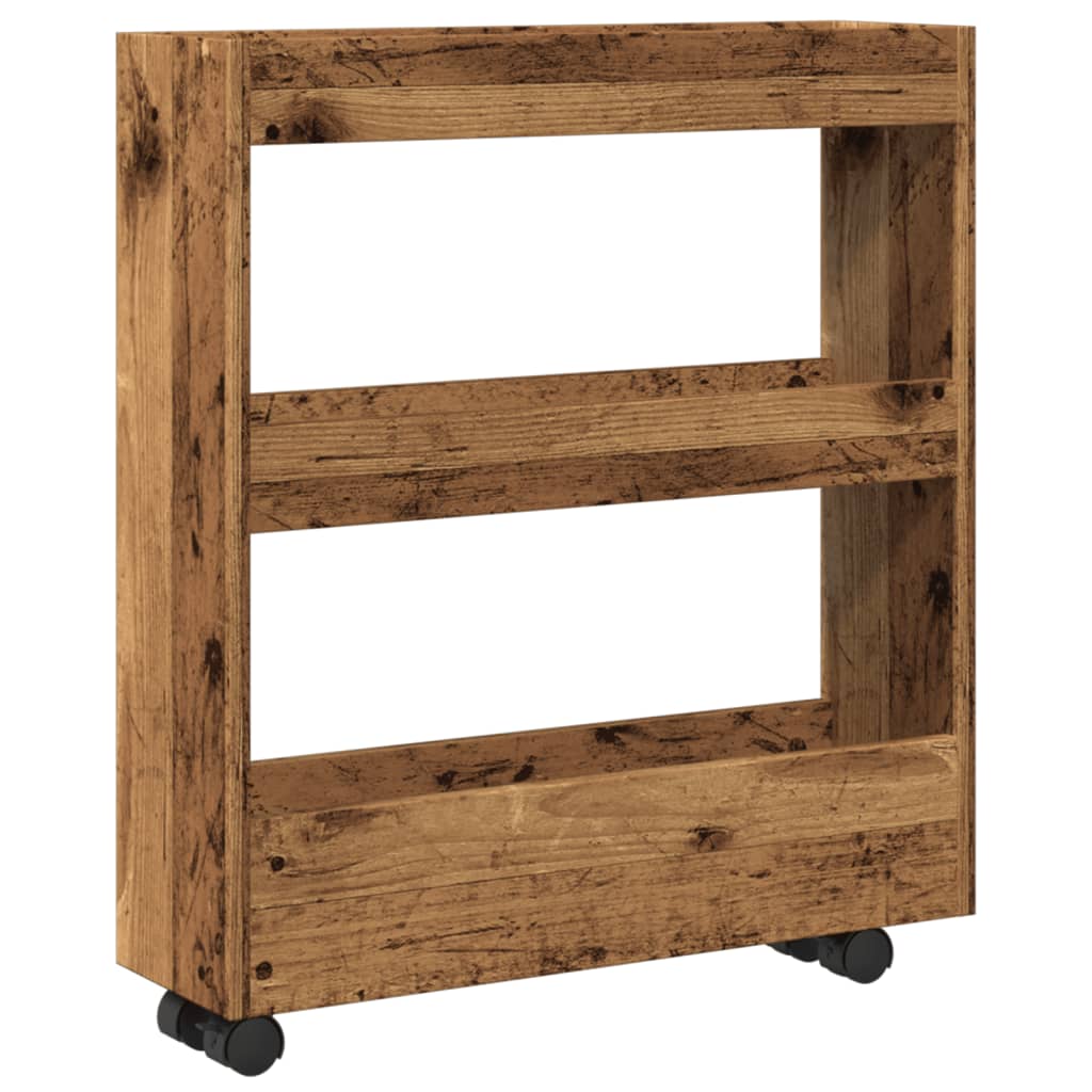 Carrello Stretto a 3 Livelli Legno Vecchio in Truciolato - homemem39