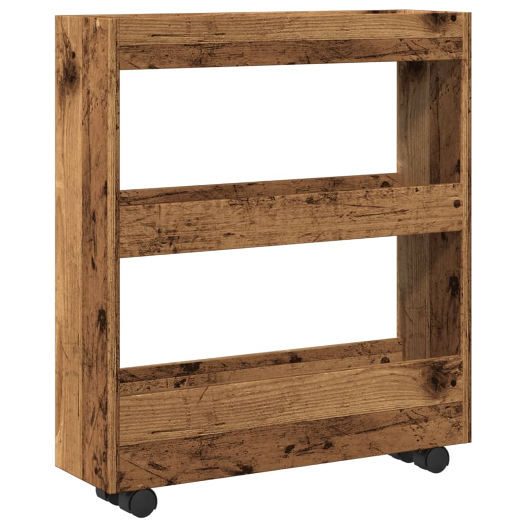 Carrello Stretto a 3 Livelli Legno Vecchio in Truciolato - homemem39