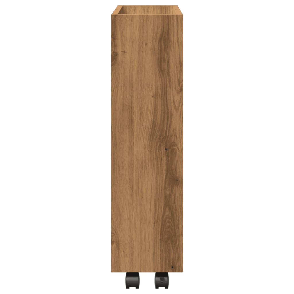 Carrello Stretto a 3 Livelli Rovere Artigianale in Truciolato - homemem39