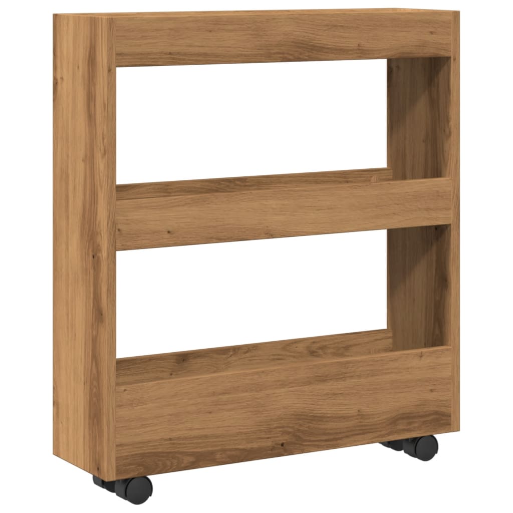 Carrello Stretto a 3 Livelli Rovere Artigianale in Truciolato - homemem39