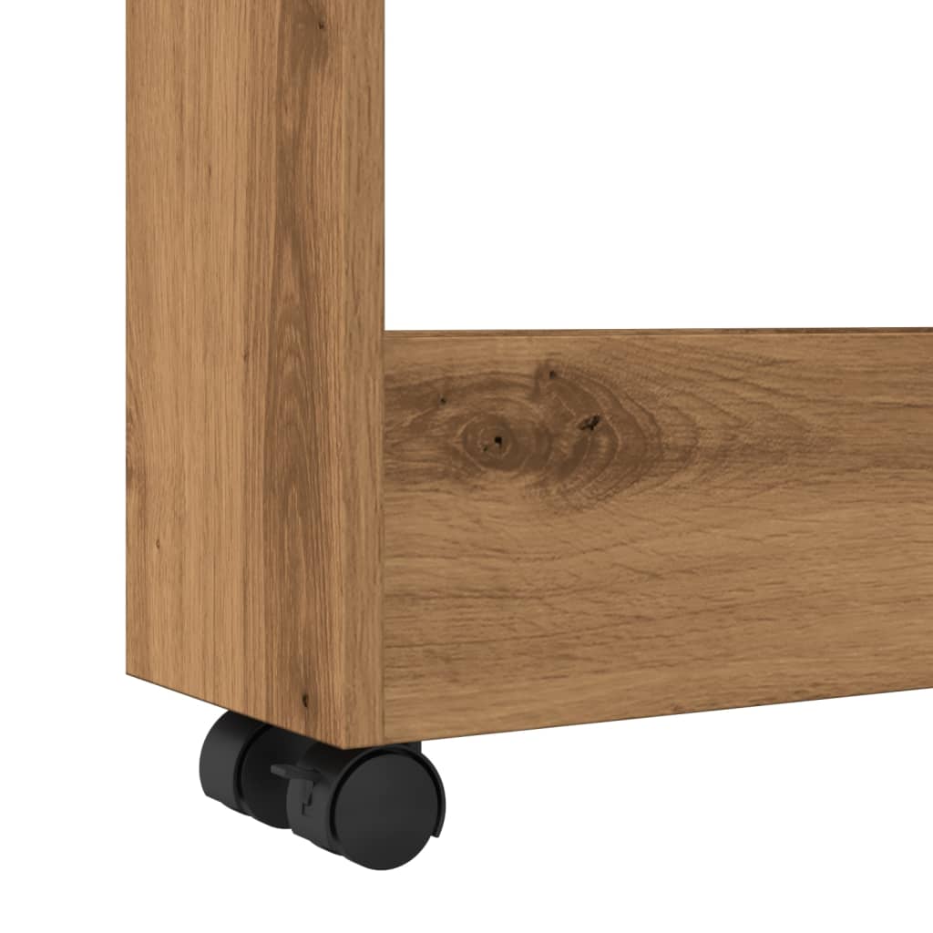 Carrello Stretto a 3 Livelli Rovere Artigianale in Truciolato - homemem39