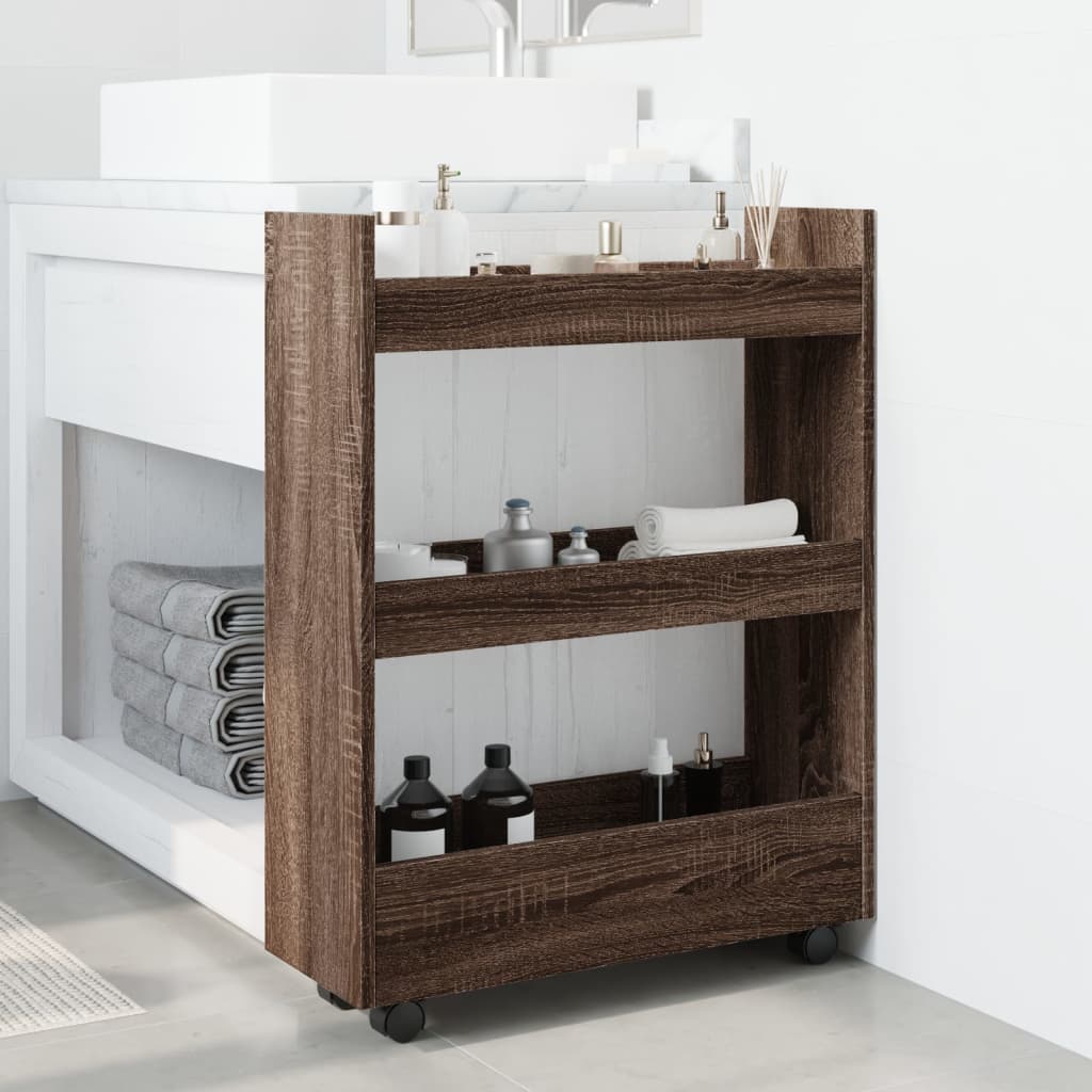 Carrello Stretto a 3 Livelli Rovere Marrone in Truciolato - homemem39