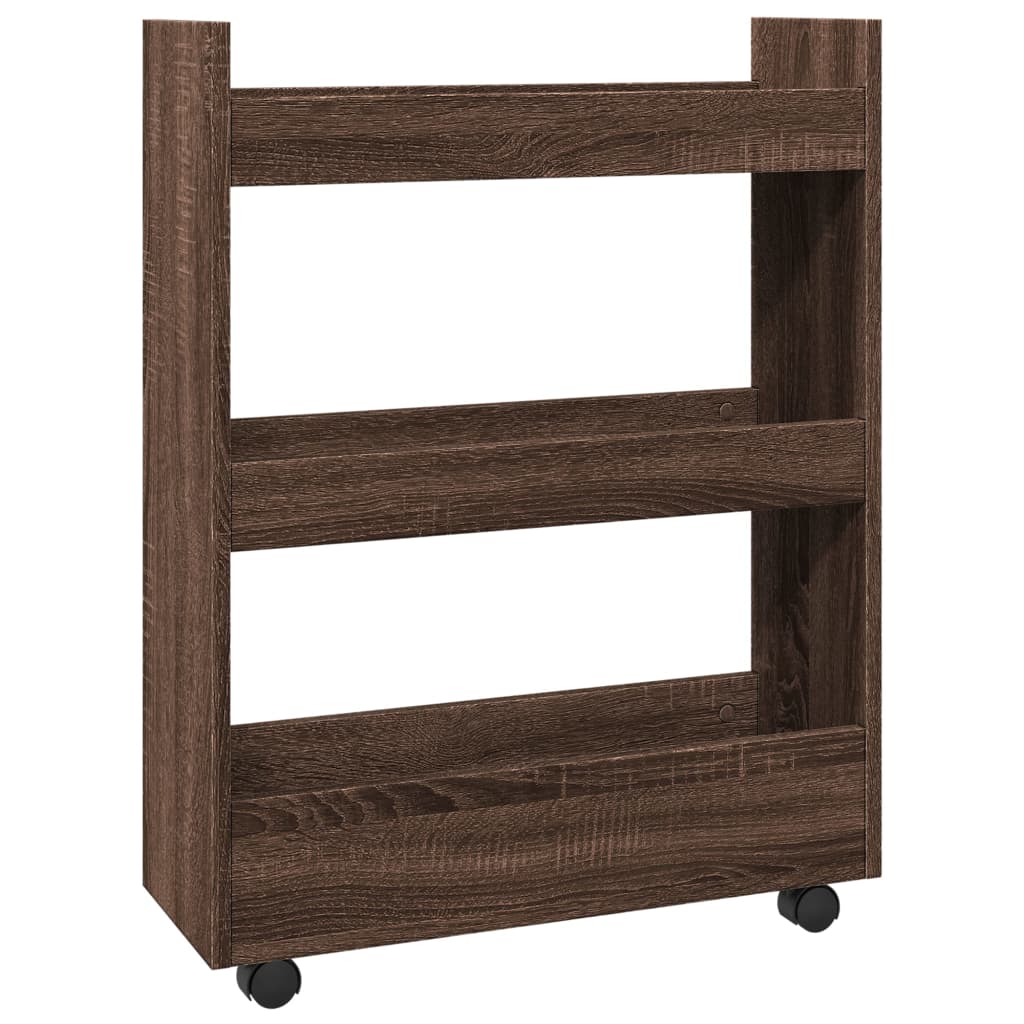 Carrello Stretto a 3 Livelli Rovere Marrone in Truciolato - homemem39
