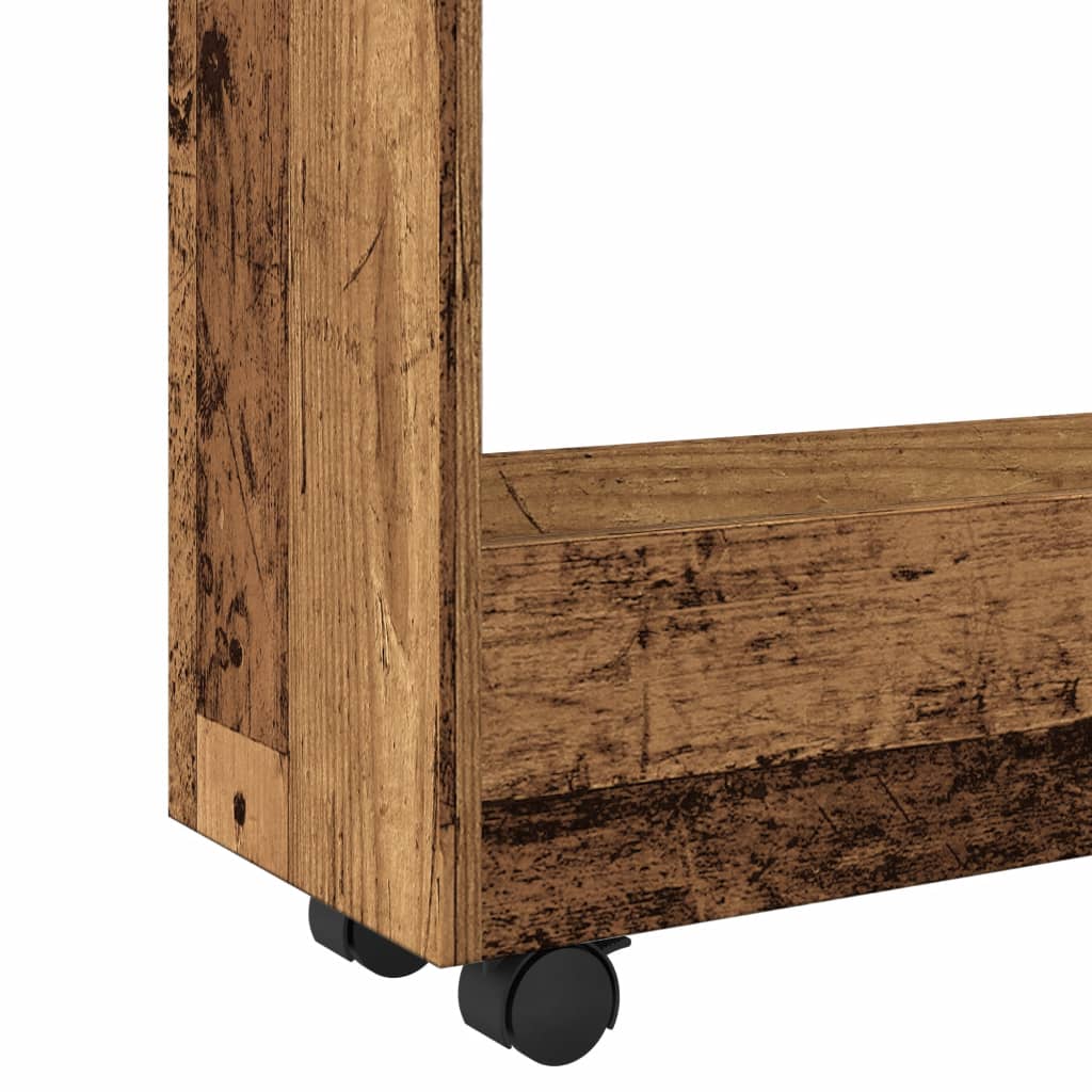 Carrello Stretto a 3 Livelli Legno Antico in Truciolato