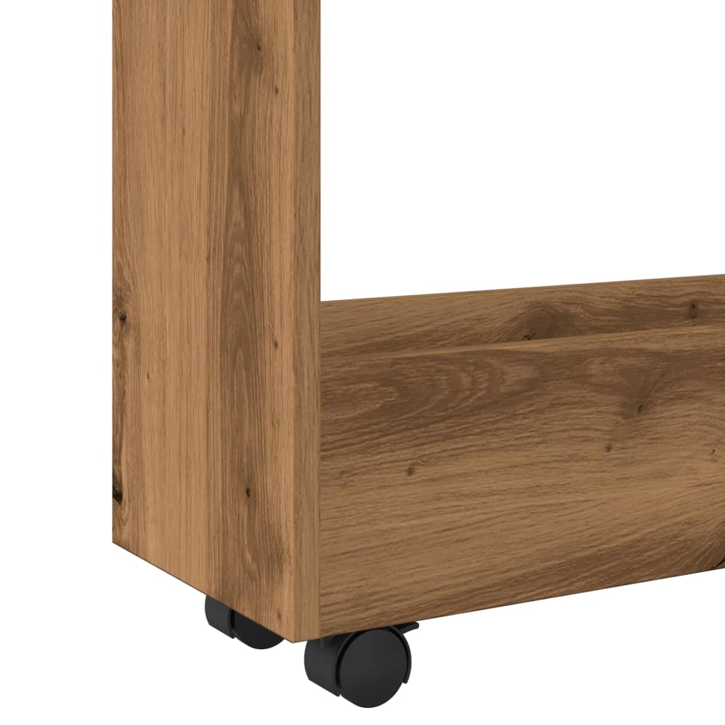 Carrello Stretto a 3 Livelli Rovere Artigianale in Truciolato - homemem39