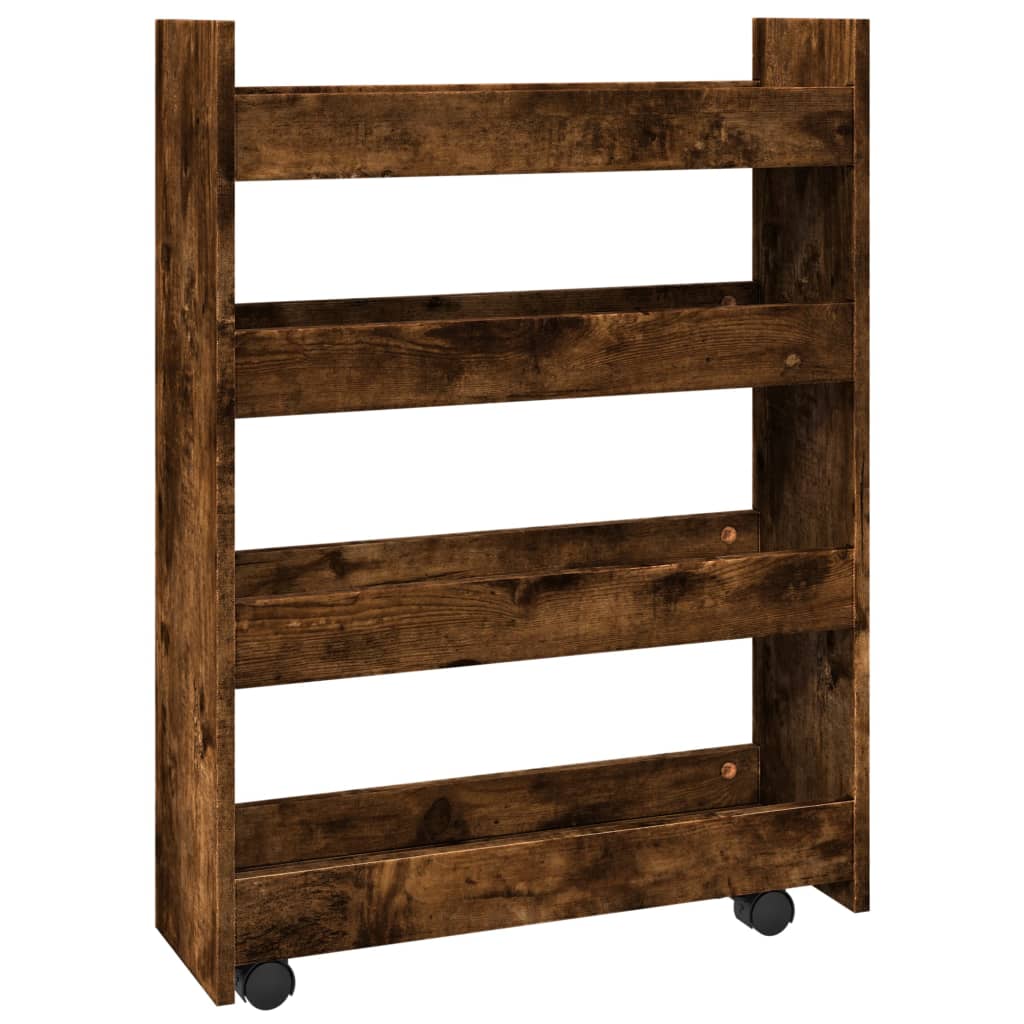 Carrello Stretto a 4 Livelli Rovere Fumo in Truciolato - homemem39