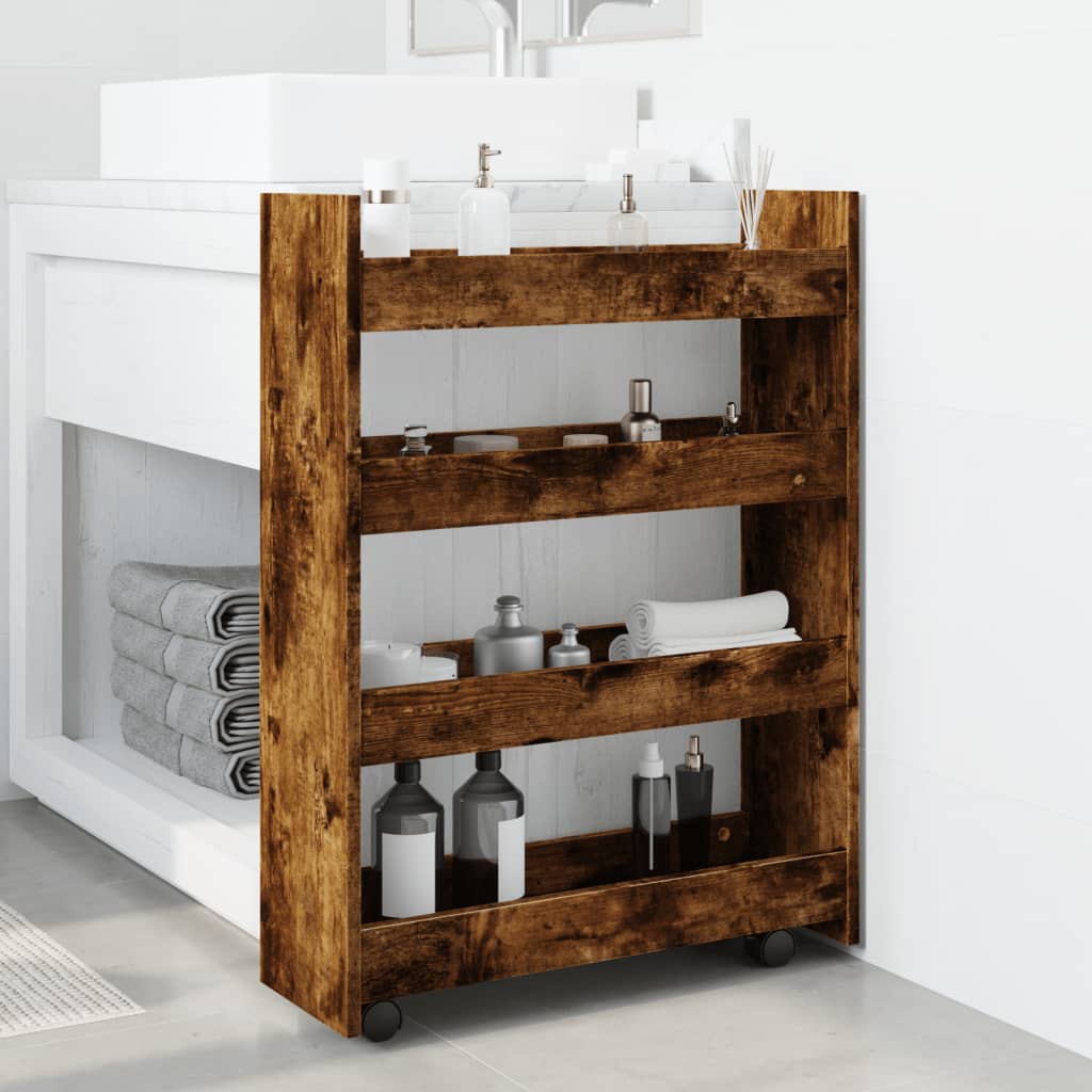 Carrello Stretto a 4 Livelli Rovere Fumo in Truciolato - homemem39