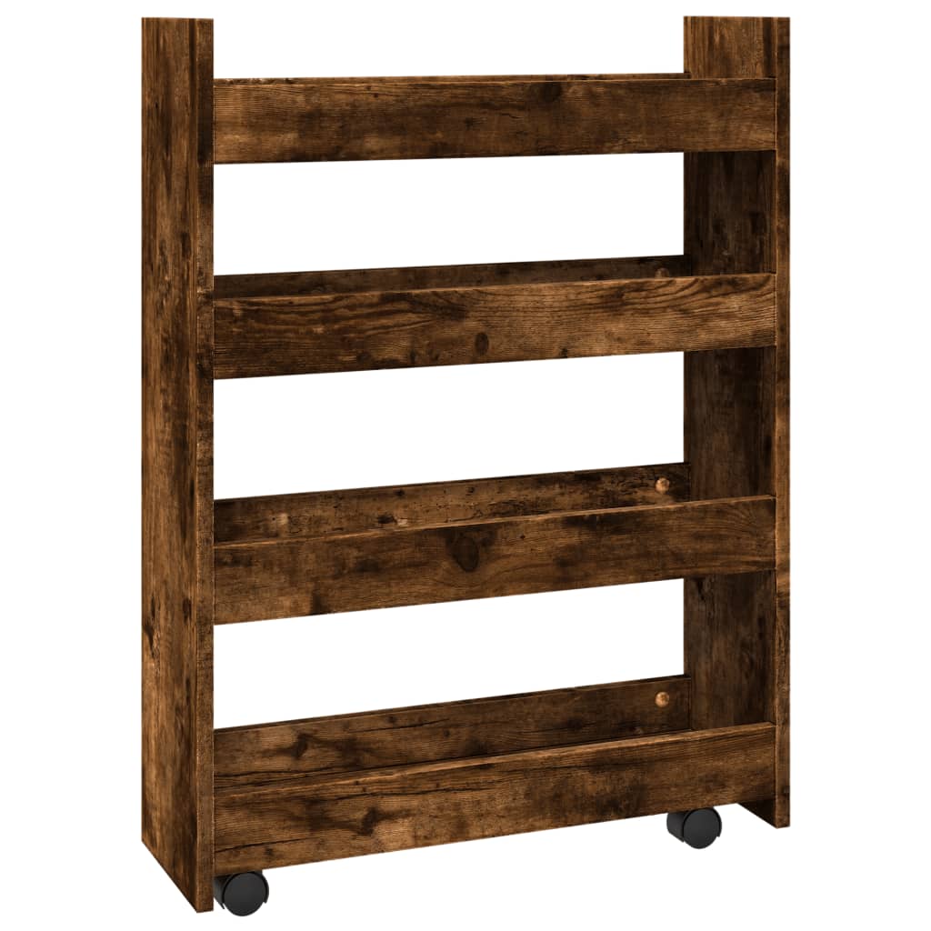 Carrello Stretto a 4 Livelli Rovere Fumo in Truciolato - homemem39