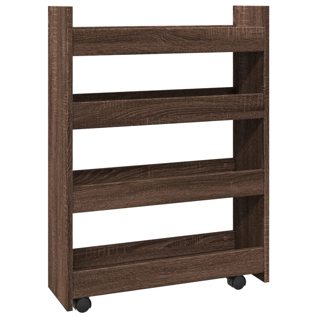Carrello Stretto a 4 Livelli Rovere Marrone in Truciolato - homemem39