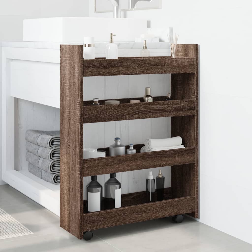 Carrello Stretto a 4 Livelli Rovere Marrone in Truciolato - homemem39
