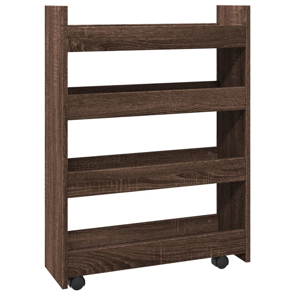 Carrello Stretto a 4 Livelli Rovere Marrone in Truciolato - homemem39