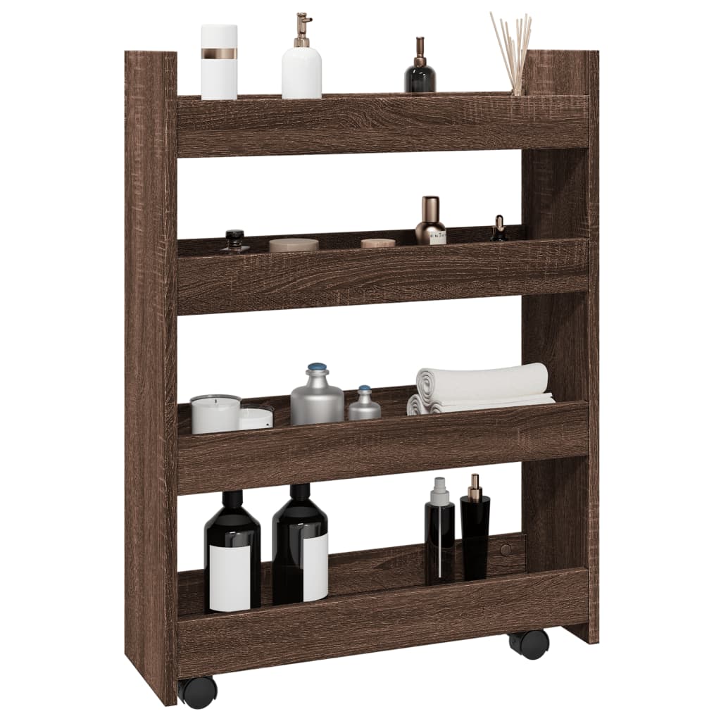 Carrello Stretto a 4 Livelli Rovere Marrone in Truciolato - homemem39