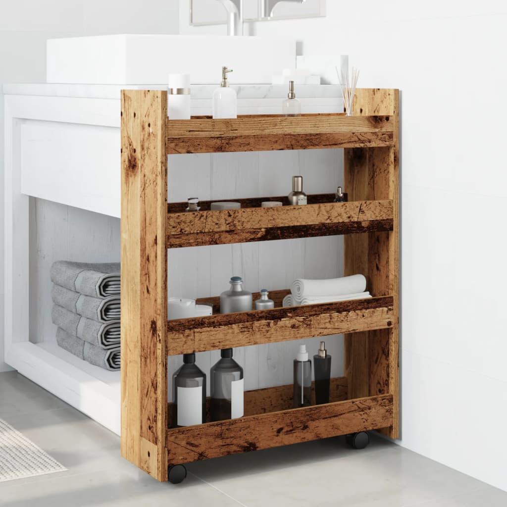 Carrello Stretto a 4 Livelli Legno Antico in Truciolato - homemem39