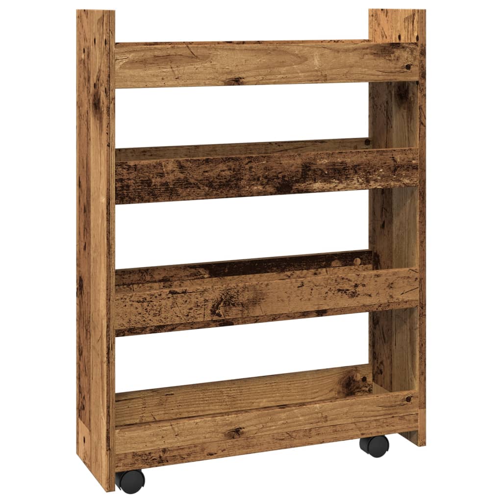 Carrello Stretto a 4 Livelli Legno Antico in Truciolato - homemem39
