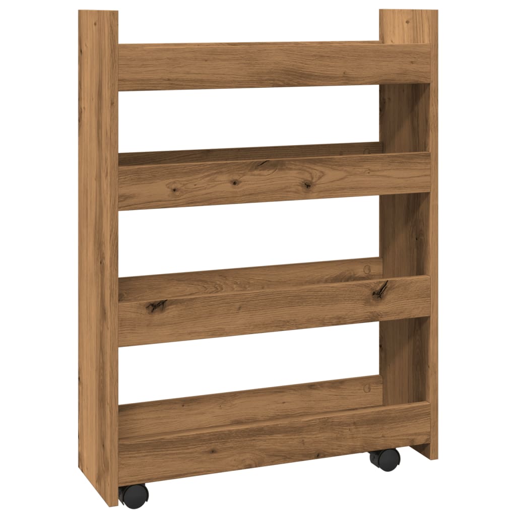 Carrello Stretto a 4 Livelli Rovere Artigianale in Truciolato - homemem39