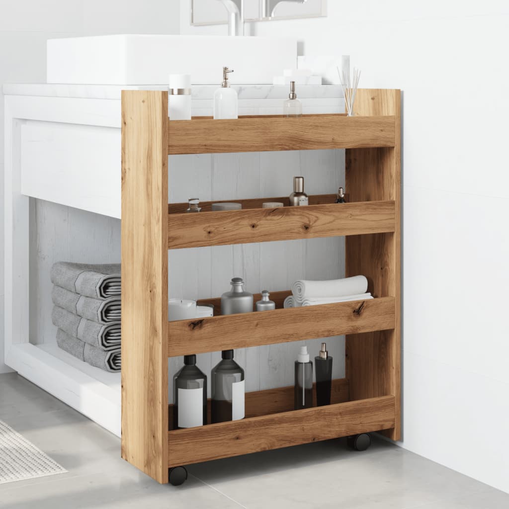 Carrello Stretto a 4 Livelli Rovere Artigianale in Truciolato - homemem39