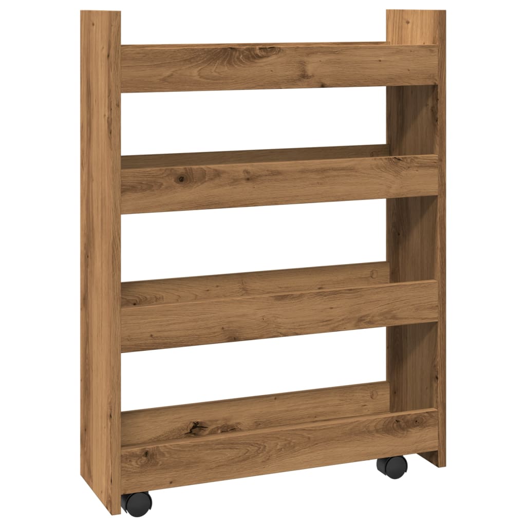 Carrello Stretto a 4 Livelli Rovere Artigianale in Truciolato - homemem39