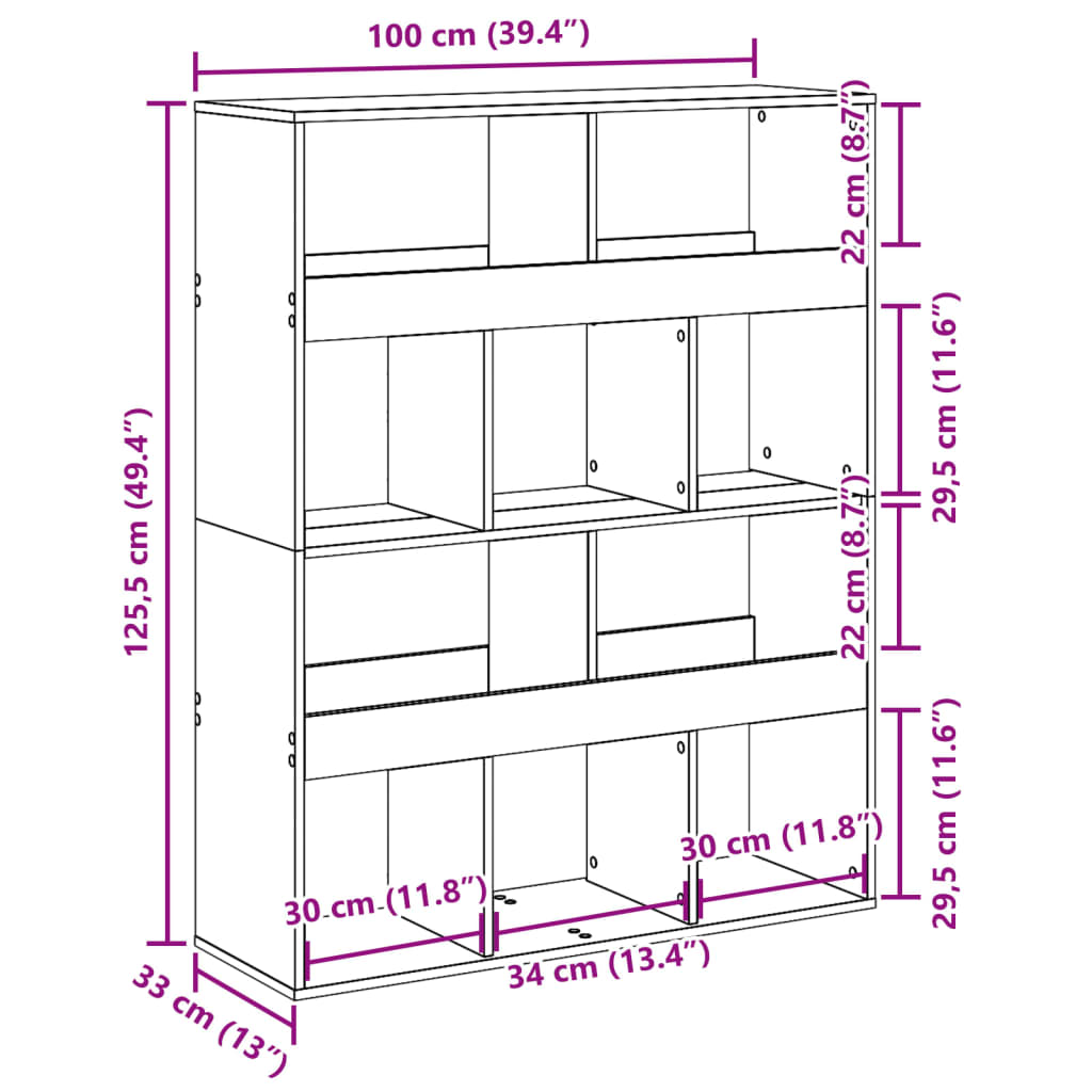 Libreria Grigio Cemento 100x33x125,5 cm in Legno Multistrato | homemem39