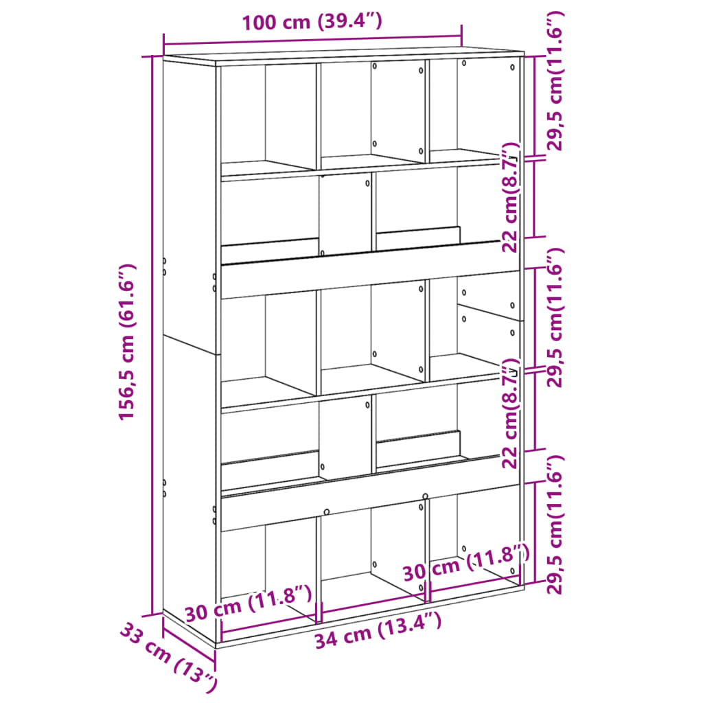 Libreria Grigio Cemento 100x33x156,5 cm in Truciolato | homemem39