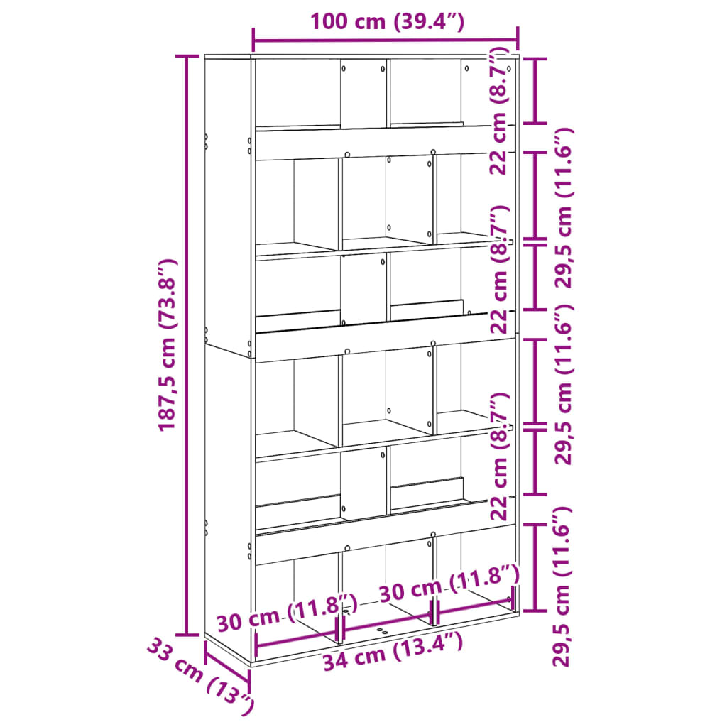 Libreria Rovere Sonoma 100x33x187,5 cm in Truciolato | homemem39