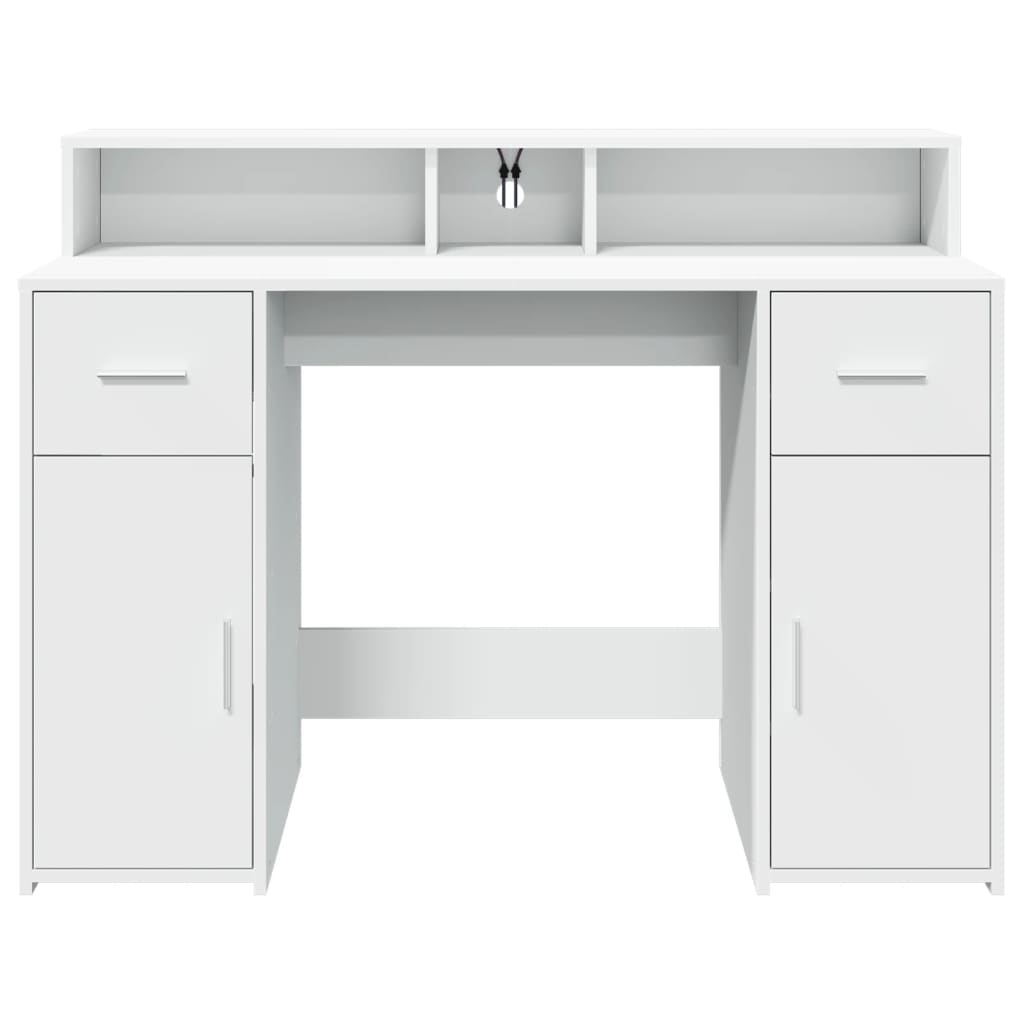 Scrivania con Luci LED Bianca 120x55x91 cm in Truciolato - homemem39