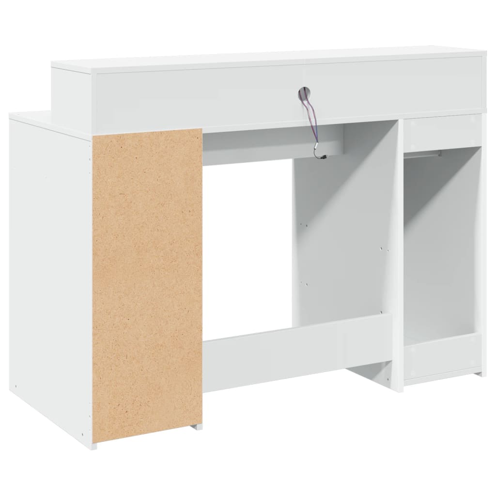 Scrivania con Luci LED Bianca 120x55x91 cm in Truciolato - homemem39