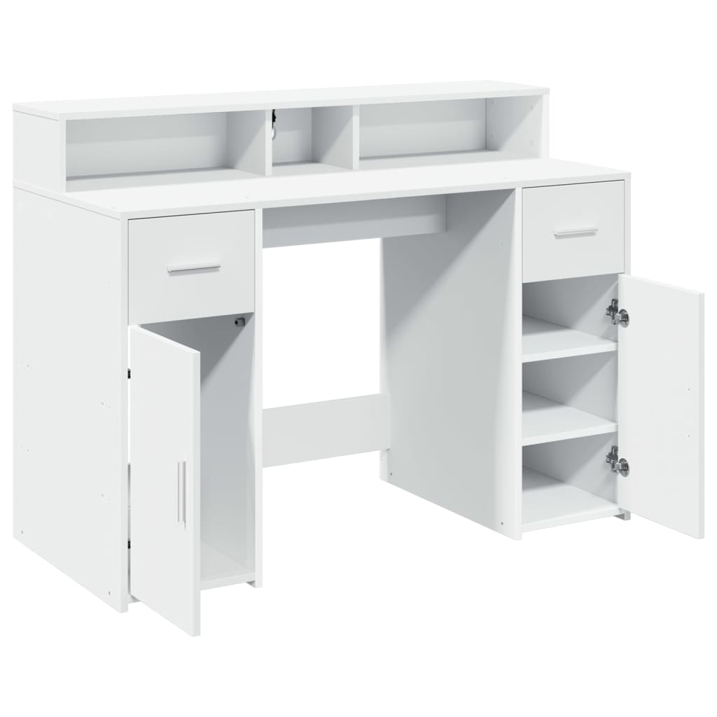 Scrivania con Luci LED Bianca 120x55x91 cm in Truciolato - homemem39