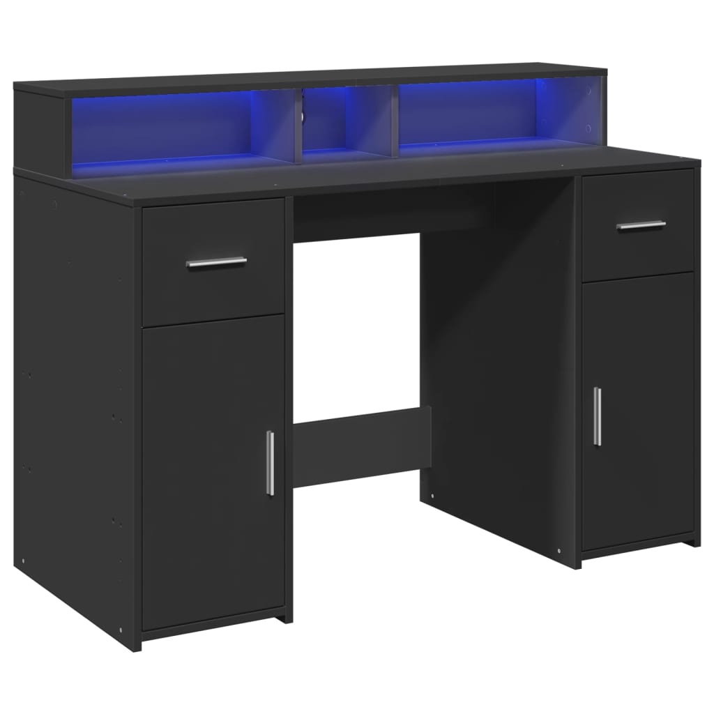 Scrivania con Luci LED Nera 120x55x91 cm in Legno Multistrato - homemem39