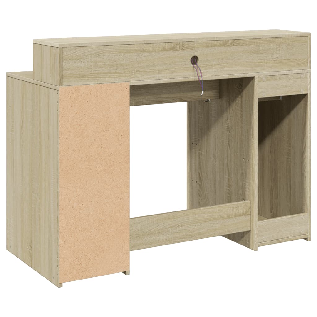 Scrivania con Luci LED Rovere Sonoma 120x55x91cm in Multistrato - homemem39