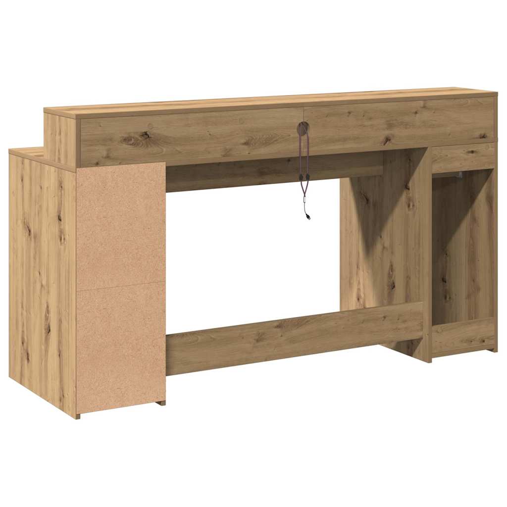 Scrivania con Luci LED Rovere 160x55x91 cm in Legno Multistrato - homemem39