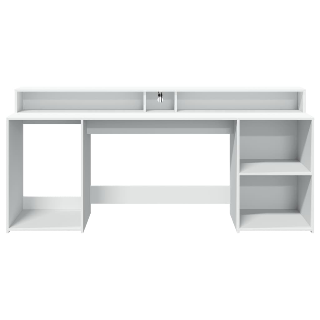 Scrivania con Luci LED Bianca 200x55x91 cm in Truciolato - homemem39