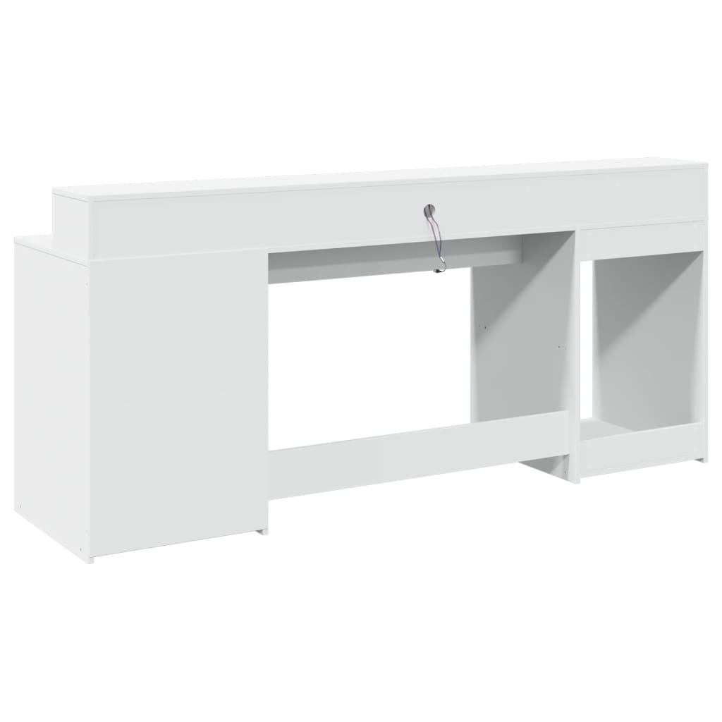 Scrivania con Luci LED Bianca 200x55x91 cm in Truciolato - homemem39