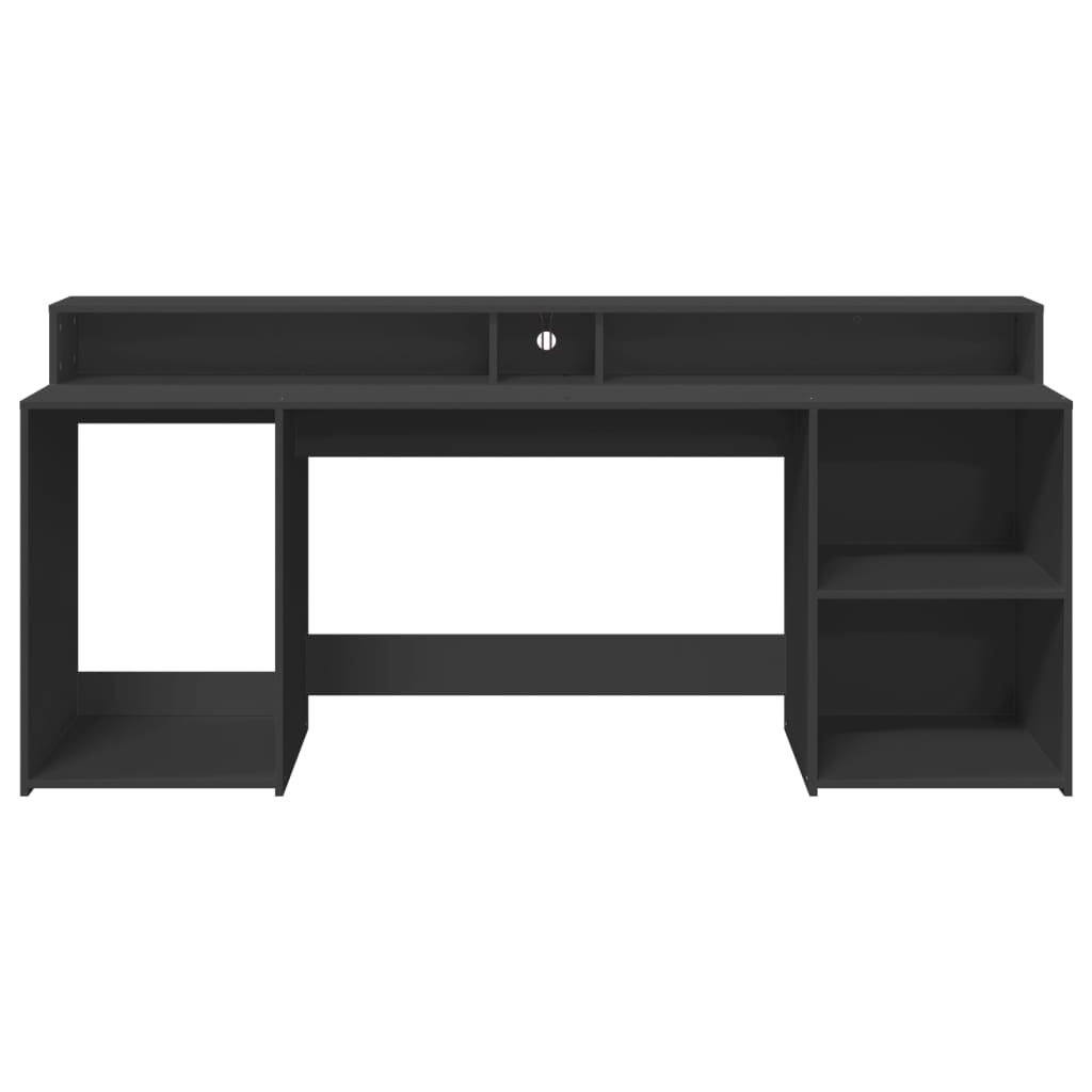 Scrivania con Luci LED Nera 200x55x91 cm in Truciolato - homemem39
