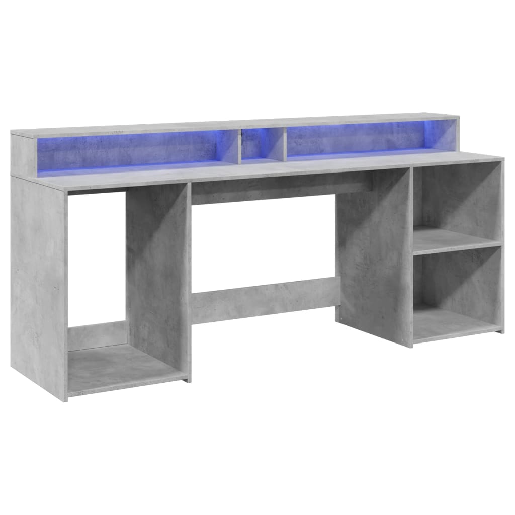 Scrivania con Luci LED Grigio Cemento 200x55x91 cm Truciolato - homemem39