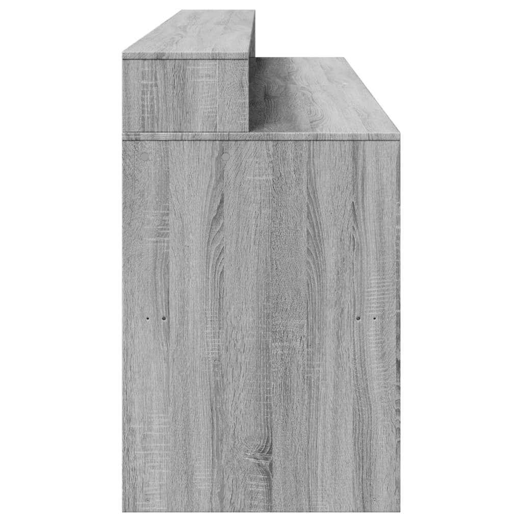 Scrivania con Luci LED Grigio Sonoma 200x55x91cm in Truciolato - homemem39