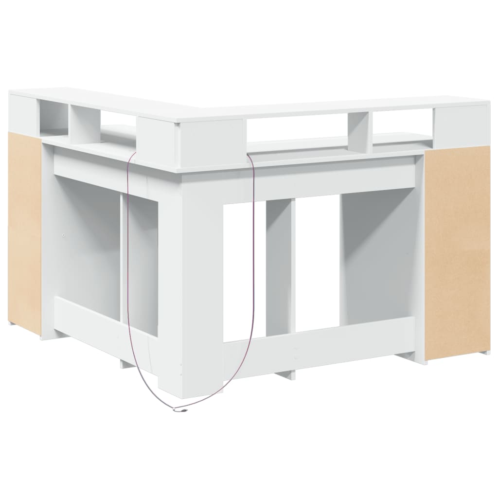 Scrivania con Luci LED Bianca 130x130x91 cm in Truciolato - homemem39