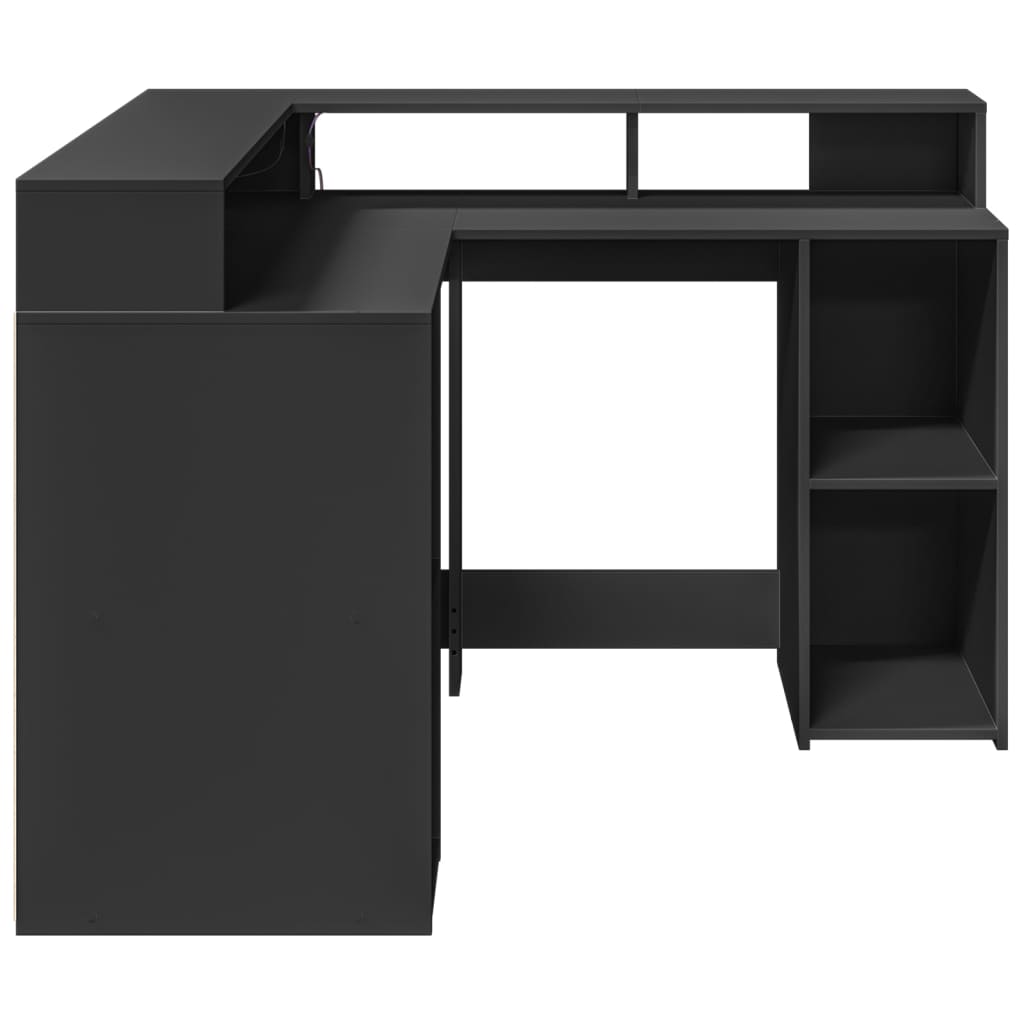 Scrivania con Luci LED Nera 130x130x91 cm in Truciolato - homemem39