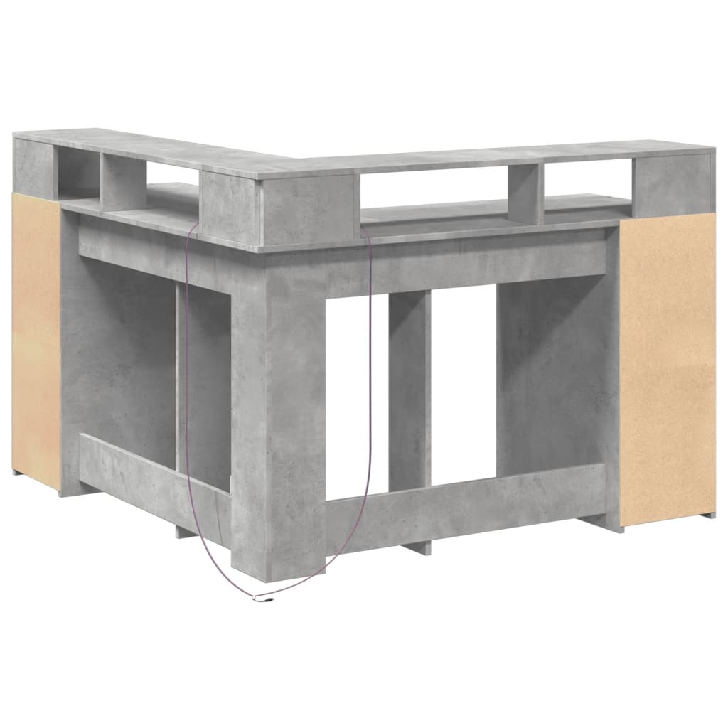 Scrivania con Luci LED Grigio Cemento 130x130x91 cm Multistrato - homemem39