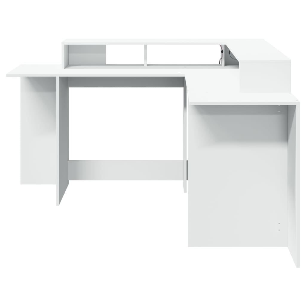 Scrivania con Luci LED Bianca 152x152x91 cm in Truciolato - homemem39