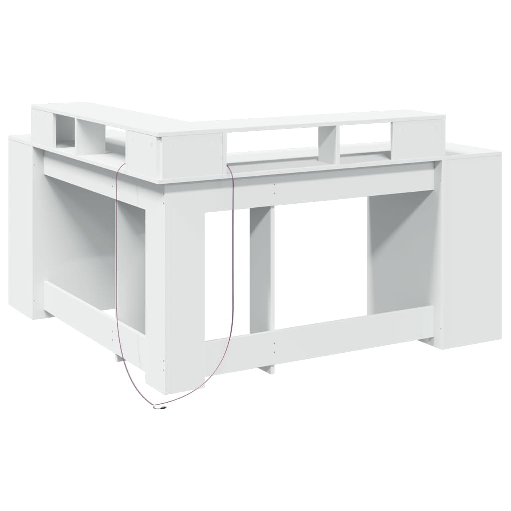 Scrivania con Luci LED Bianca 152x152x91 cm in Truciolato - homemem39