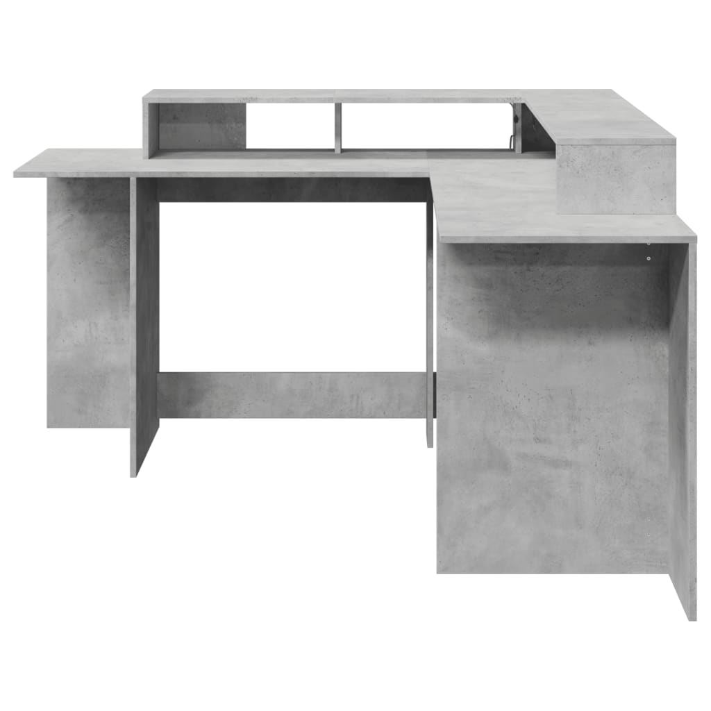 Scrivania con Luci LED Grigio Cemento 152x152x91 cm Truciolato - homemem39
