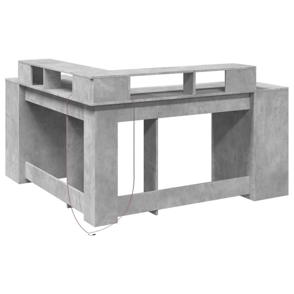 Scrivania con Luci LED Grigio Cemento 152x152x91 cm Truciolato - homemem39