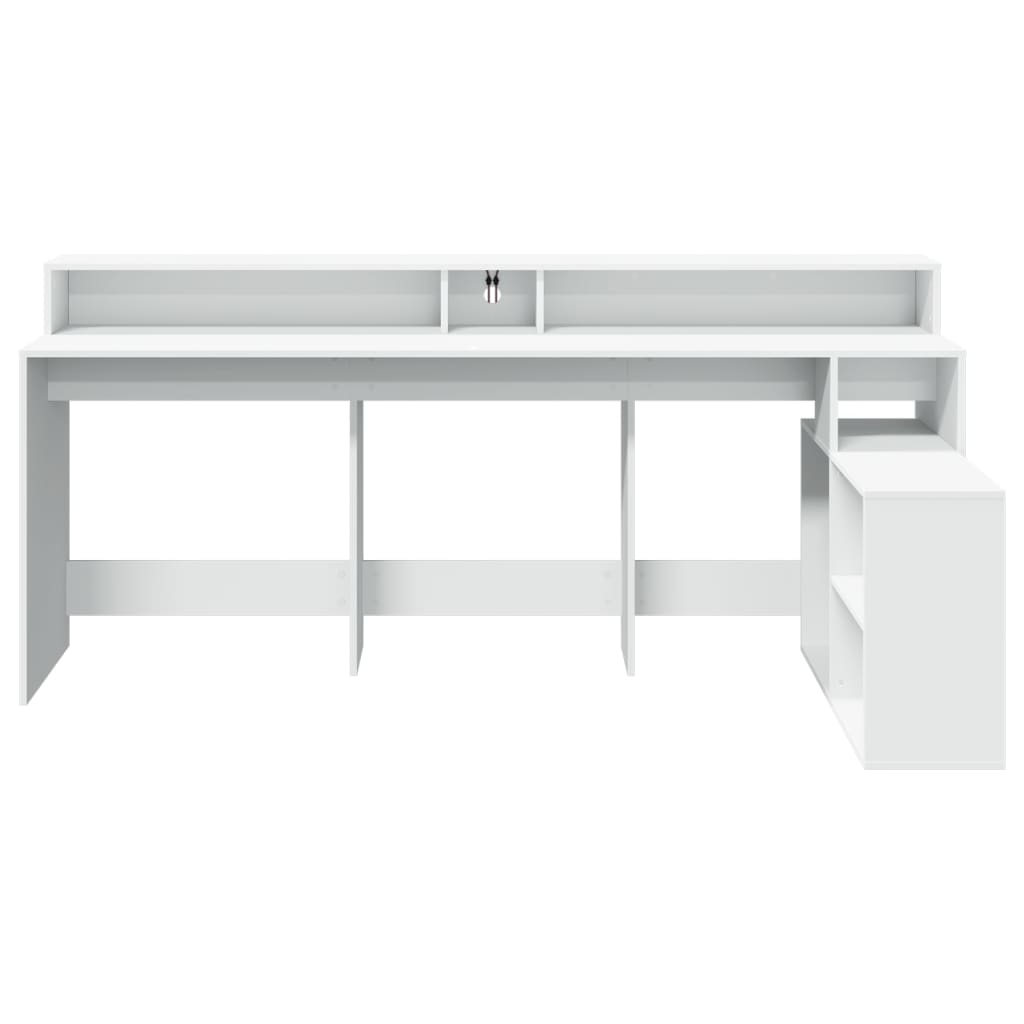 Scrivania con Luci LED Bianca 200x104x91 cm in Truciolato - homemem39