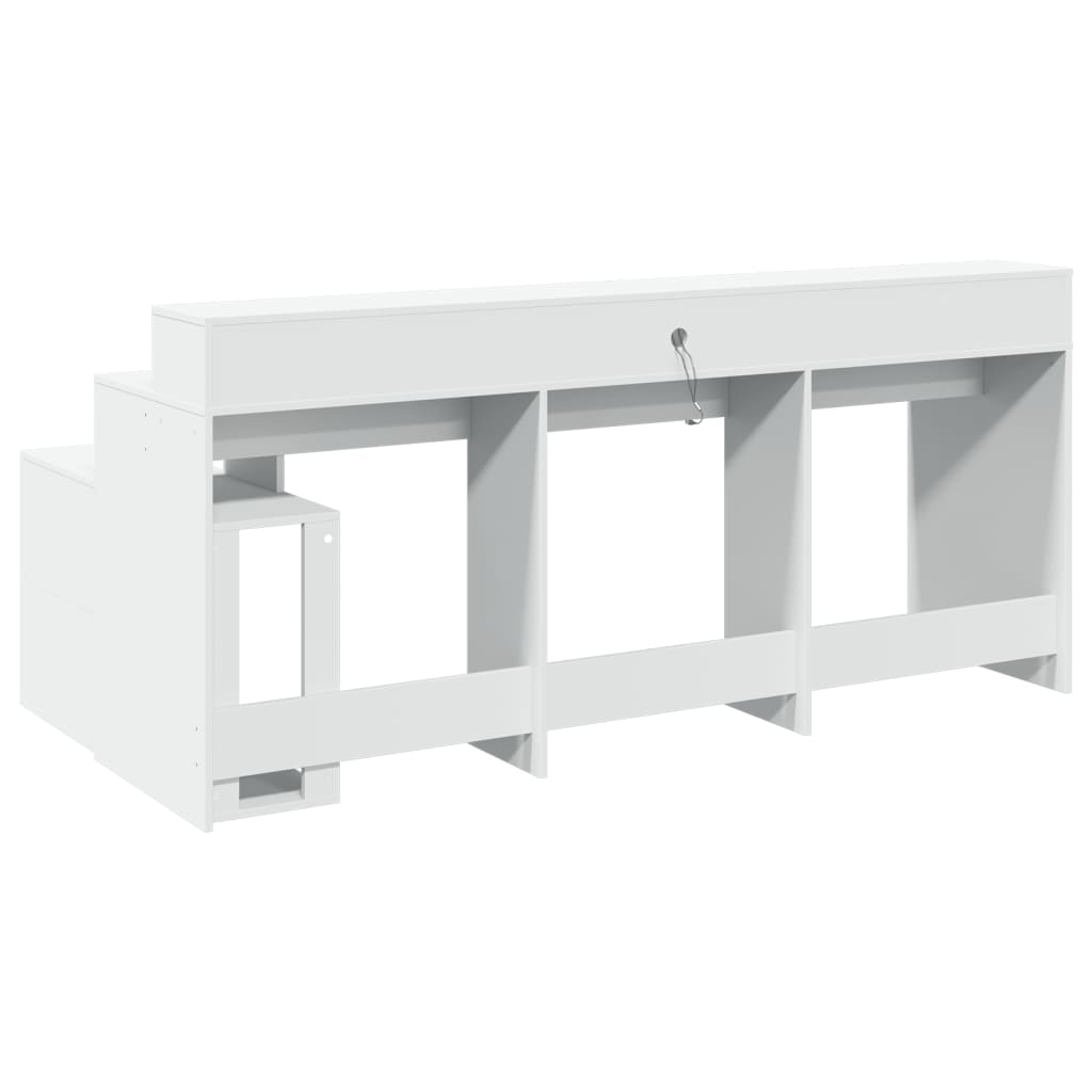 Scrivania con Luci LED Bianca 200x104x91 cm in Truciolato - homemem39