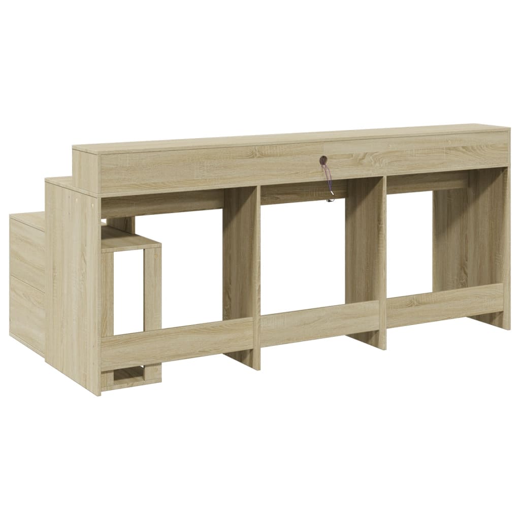 Scrivania con Luci LED Rovere Sonoma 200x104x91cm in Truciolato - homemem39