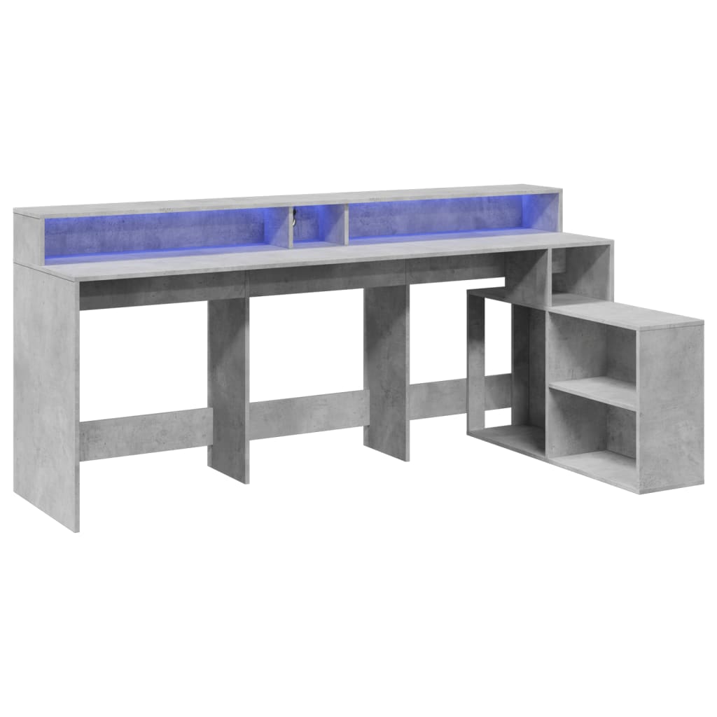 Scrivania con Luci LED Grigio Cemento 200x104x91 cm Truciolato - homemem39