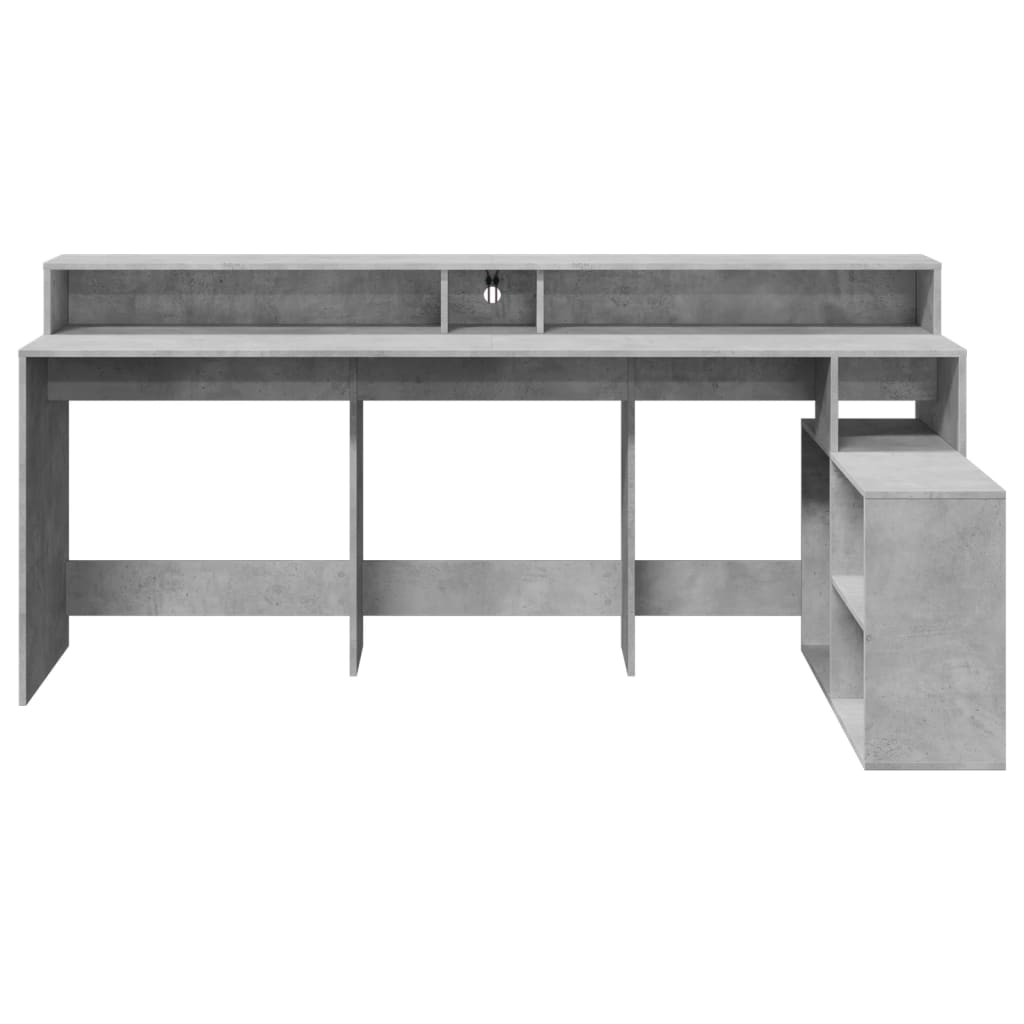 Scrivania con Luci LED Grigio Cemento 200x104x91 cm Truciolato - homemem39