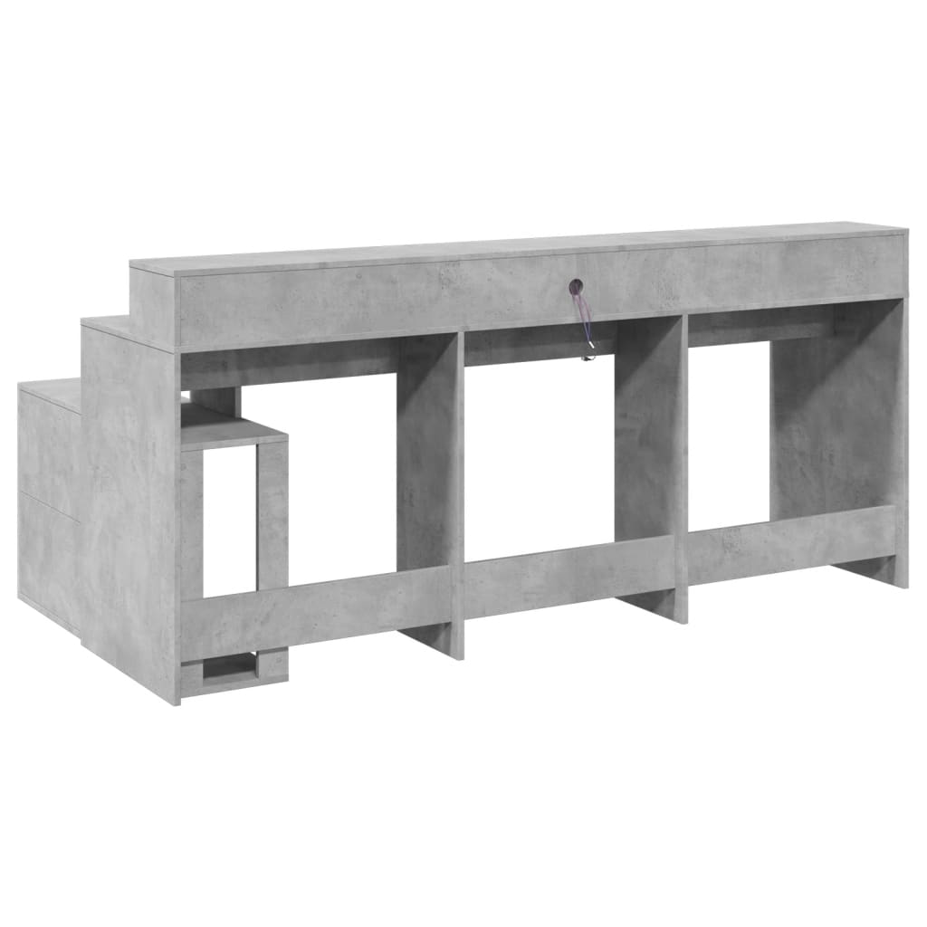 Scrivania con Luci LED Grigio Cemento 200x104x91 cm Truciolato - homemem39