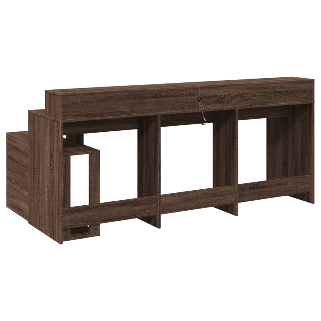 Scrivania con Luci LED Marrone Rovere 200x104x91 cm Truciolato - homemem39